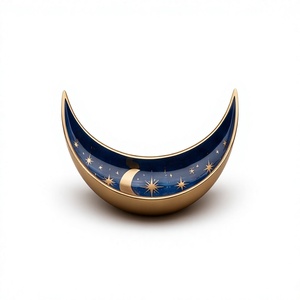Bandeja Decorativa de Esmalte con Forma de Luna y Cielo Estrellado Dorado Personalizada, Bandeja para Perfumes, Plato para Exhibición de Joyas, Decoración Estética para Habitaciones - Product Image 1