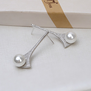 S925 <b>Silver</b> Personalized Female Earpins 4-5 <b>Pearl</b> Inlay DIY Accessories Empty Tray Semi Finished 1035 Stud <b>Earrings</b> - Product Image 2