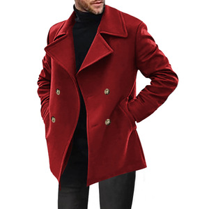 Abrigo de Gabardina Cruzada Retro para Hombre, Cuello Camisero, Chaqueta Casual de Invierno, Largo Regular - Product Image 4