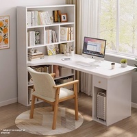Bureau d'angle en bois intégré avec étagère pour la maison, la chambre, les étudiants ou comme table d'ordinateur pour écrire
