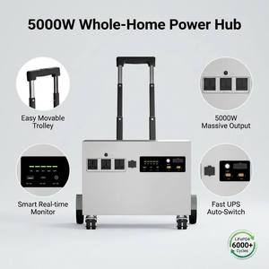 สถานีไฟฟ้าพกพา H5000 5000W 5kWh เครื่องกำเนิดพลังงานแสงอาทิตย์แบบเคลื่อนย้ายได้ พร้อมล้อเลื่อนอัจฉริยะ สำหรับสำรองไฟบ้านทั้งหลัง - Product Image 5