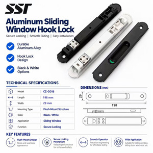 SSR SSR-1 ชุดล็อคประตูบานเลื่อนแบบดั้งเดิม ผลิตจากโลหะผสมสังกะสีและอะลูมิเนียม ทนทาน พร้อมกลอนหน้าต่างแบบฝัง  ด้ามจับแบบซ่อน  พร้อมสกรู  รับประกัน 1 ปี - Product Image 4