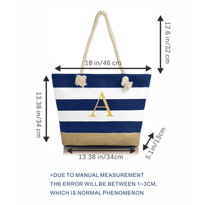 Custom Logo Printing Open Zipper Eco-friendly Cotton <b>Canvas</b> Shoulder Length Medium <b>Beach</b> Tote Bag with Rope Handle - Product Image 6