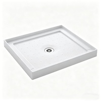 Base de douche carrée en acrylique à surface solide antidérapante, installation rapide, prête à poser, couleur blanche, OEM