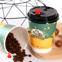 Couvercles jetables imperméables, recyclables, biodégradables, de qualité alimentaire, à double paroi pour tasses à café expresso et à vin, 8OZ, 10OZ, 12OZ, 16OZ