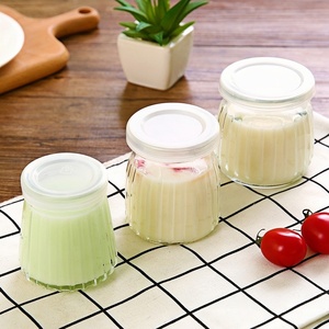 Barattolo in Vetro Creativo e Unico da 100ml 150ml 200ml con Motivo a Righe Verticali per Frappè, Mousse, Yogurt, Dessert, Gelatina e Budino con Coperchio - Product Image 1