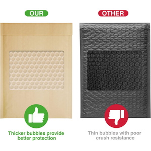 Bolsas de correo de burbujas acolchadas de papel Kraft ecológicas, sobres de envío impresos con logotipo personalizado biodegradables - Product Image 3