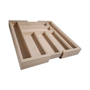 Organisateur de <span class=keywords><strong>tiroir</strong></span> extensible à 7 compartiments pour cuisine et salon, en bambou/bois, pour couverts et outils, finition blanchie à la chaux - Product Image 4