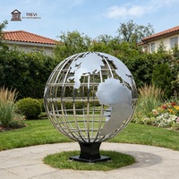 Statue de globe terrestre décorative TREVI de grande taille en métal, sculpture de sphère de carte du monde en acier inoxydable