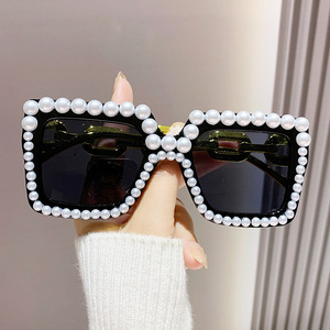 5531 New Fashion Seven Color Imitation Pearl Diamond English Letter Bride Square Frame Sunglasses <strong>Bachelor</strong> <strong>Party</strong> <strong>Glasses</strong> - Product Image 3