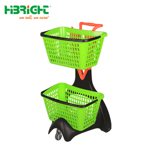 High Capacity Comfortable Handle Customized Logo <b>Stackable</b> Design Plastic Shopping <b>Basket</b> - Product Image 1