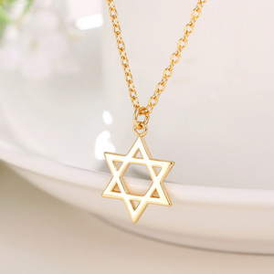 Collar con Estrella de David, Colgante Religioso Unisex para Uso Diario, Joyería Chapada en Oro - Product Image 1