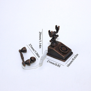 1 pieza 1:12 1:<span class=keywords><strong>6</strong></span> Mini modelo de teléfono en miniatura aleación Vintage Retro rotativa teléfono estatuilla casa de muñecas muebles juguetes Decoración - Product Image 6