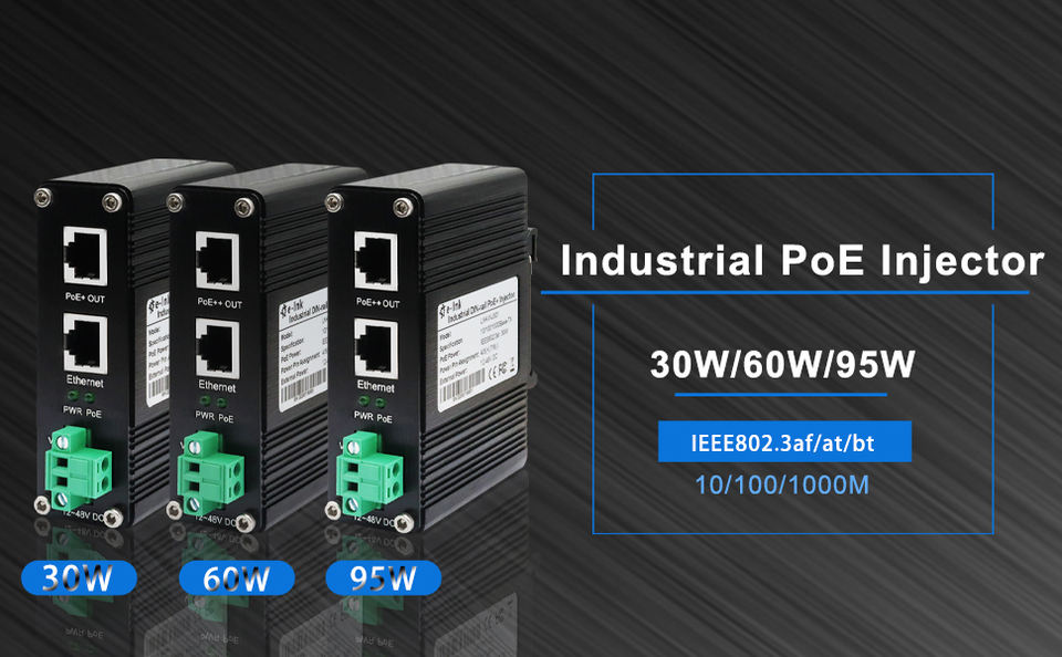 Industrial Gigabit 95W 802.3bt PoE++ Injector (12~48VDC) for Power Supply