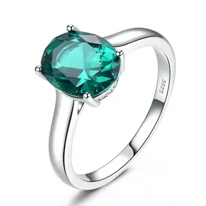 Luxury Nano Emerald Engagement Jewelry Rings for Women Genuine 925 Sterling Silver Oval Gemstone Wedding Ring Fine Jewelry
