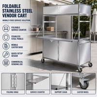 Chariot de Restauration Professionnel Portable avec Comptoir de Service Pliant pour les Vendeurs de Marché et le Relocalisation Facile des Événements Alimentaires