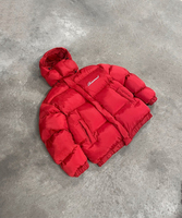 Blouson rembourré à capuche pour homme, style hip-hop, avec logo personnalisé, finition hiver, 100% polyester, poches plaquées 3D, imprimé sur le devant