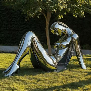 Estatua de <span class=keywords><strong>mujer</strong></span> reclinable de acero inoxidable decorativa para exteriores, escultura de figura de Metal chapada, pintura de Halloween a la venta - Product Image 6
