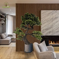 100% fait à la main semble vrai faux grand arbre en fibre de verre vert pin artificiel Bosai arbre pour intérieur Restaurant projet décor intérieur