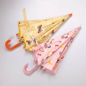 Wholesale <b>Cheap</b> Pongee Straight Kids Umbrella J Handle Transparent Sunshade Rain Manual Folding Cartoon Children's - Product Image 2