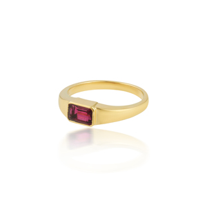 Anillo de sello de oro amarillo de 18 quilates más vendido con turmalina rosa, este anillo de sello fabricado en oro amarillo pulido. - Product Image 2