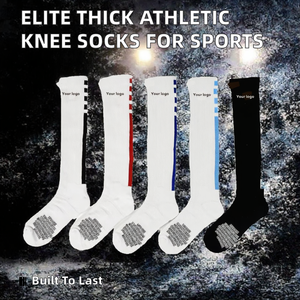 Custom Design Thickened Athletic Anti-Slip Youth Knee <b>Socks</b> OEM Sport Basketball Soccer Knitted Terry Crew Cuff - Product Image 2