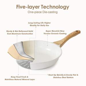 Juego de ollas y sartenes Maifan Stone de 10 piezas, antiadherentes, con mangos de madera, aptos para horno, para uso doméstico en la cocina. - Product Image 2