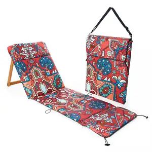 Cadeiras reclináveis para praia, com encosto de madeira ajustável, para uso ao ar livre, espreguiçadeira portátil dobrável para viagens, piquenique, praia, parque, tapete de praia