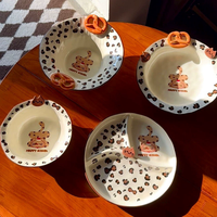 Assiette creuse en céramique rétro à imprimé léopard, 8 pouces, mignonne, en relief, pour le pain