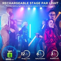 Luz Par de Batería de 90W 9x18W, 8800mAh, IP65, Inalámbrica para Exteriores, Control DMX por APP, Pantalla OLED, 25 3-12h, Iluminación de Efectos para Escenarios y Bodas