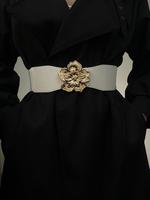 Ceinture en cuir PU fleuri haut de gamme pour femmes, ceinture élastique, réglable, cinche la taille, convient aux robes et aux pulls.