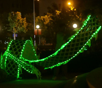 Danse du dragon lumineuse LED rouge, jaune, bleue, verte pour jardin et place publique