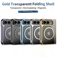 Coque magnétique transparente HEYBING pour IP18 Fold avec cadre électroplaqué, anneau magnétique, charge sans fil, protection antichoc