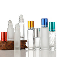 Flacon à bille en verre dépoli transparent personnalisé avec logo, 5 ml, 8 ml, 10 ml, 15 ml, pour huiles essentielles et parfums, avec capuchon