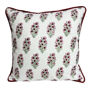 Funda De Almohada floral con ribetes, almohada con ribetes, funda de cojín decorativa con ribetes de algodón, almohadas lumbares con cable para sofás - Product Image 1