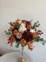 F128 Boule de fleurs artificielle de luxe en soie de haute qualité, Hortensia Bourgogne, pour allée, chemin de table et décoration d'arche de mariage