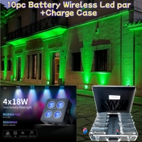 Projecteur LED plat 6-en-1 sur batterie 4x18W RGBAWUV avec contrôle sans fil 2,4 GHz DMX512 et application pour DJ, discothèque, mariage, éclairage de scène
