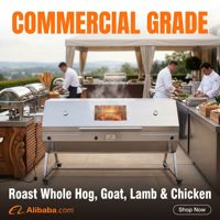Grand kit de rôtissoire à agneau et cochon entier réglable en hauteur pour réunions de famille en jardin et excursions de camping
