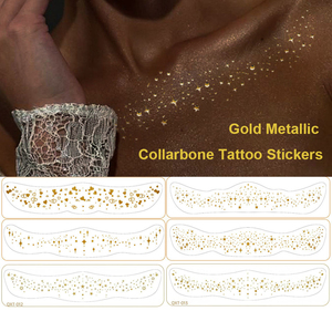 Adesivi per Trucco Sexy di Alta Qualità, Macchie Dorate Glitterate con Finitura Metallica, Lentiggini Temporanee per Clavicola, Adesivi per Tatuaggi Viso - Product Image 3