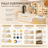 Comptoir de réception moderne pour bibliothèque d'enfants, avec logo LED personnalisé, idéal pour maternelle, bureau, immeuble, centre commercial
