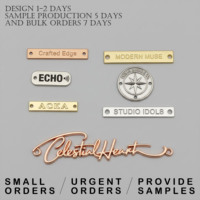 Échantillon gratuit de plaques de vêtements personnalisées en métal découpé au laser, écologiques, en relief 3D, sérigraphie, couture, logo de marque, étiquettes