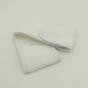 Fascia per capelli regolabile in tessuto Waffle in cotone bianco personalizzato fascia per capelli Spa per donne che lavano il trucco doccia cosmetica - Product Image 5