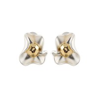 Anting-anting indah sederhana elegan mode bunga anting-anting desain mewah kelopak logam tidak beraturan Vintage grosir