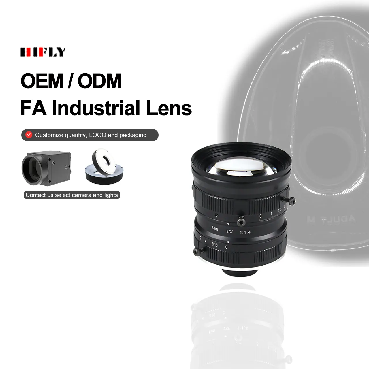 HIFLY 2/3 "5MP 6mm Lentes de cámara de visión artificial Fabricación Industrial Óptica C/CS Mount Fa Lens