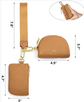 Mini portefeuilles de bracelet en cuir PU pour femmes Zip autour de la double pochette porte-clés bracelet détachable porte-monnaie pochette de changement