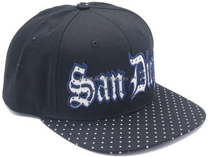 ปรับแต่งโลโก้ OEM เย็บปักถักร้อยฮิปฮอปแฟชั่นลายจุดพิมพ์แบน Brim ซานดิเอโกหมวก - Product Image 2