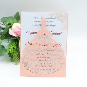 Invitations élégantes pour Quinceañera, <span class=keywords><strong>mariage</strong></span>, fête prénuptiale, découpées au laser, rose poudré - Product Image 4