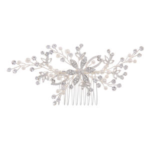 Diseño Original HOJA DE Metal flor accesorios de boda tocado cristal perla elegante novia peines laterales <span class=keywords><strong>para</strong></span> niñas - Product Image 1