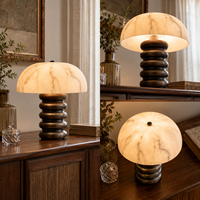 Lampe de table vintage en fer demi-cercle avec abat-jour en faux albâtre G9 Trois ampoules AC85 265V pour salon, chambre, entrée