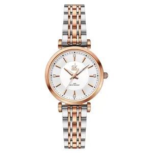 Shengke Sk K0180 di lusso avvenente da donna orologio al quarzo autentico cinturino in acciaio inossidabile resistente all'acqua luminoso diamante orologio Casual